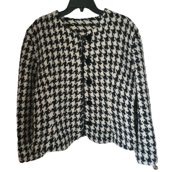 Tapestries Ireland Sweaters - Tapestries Ireland Houndstooth Vintage Cardigan